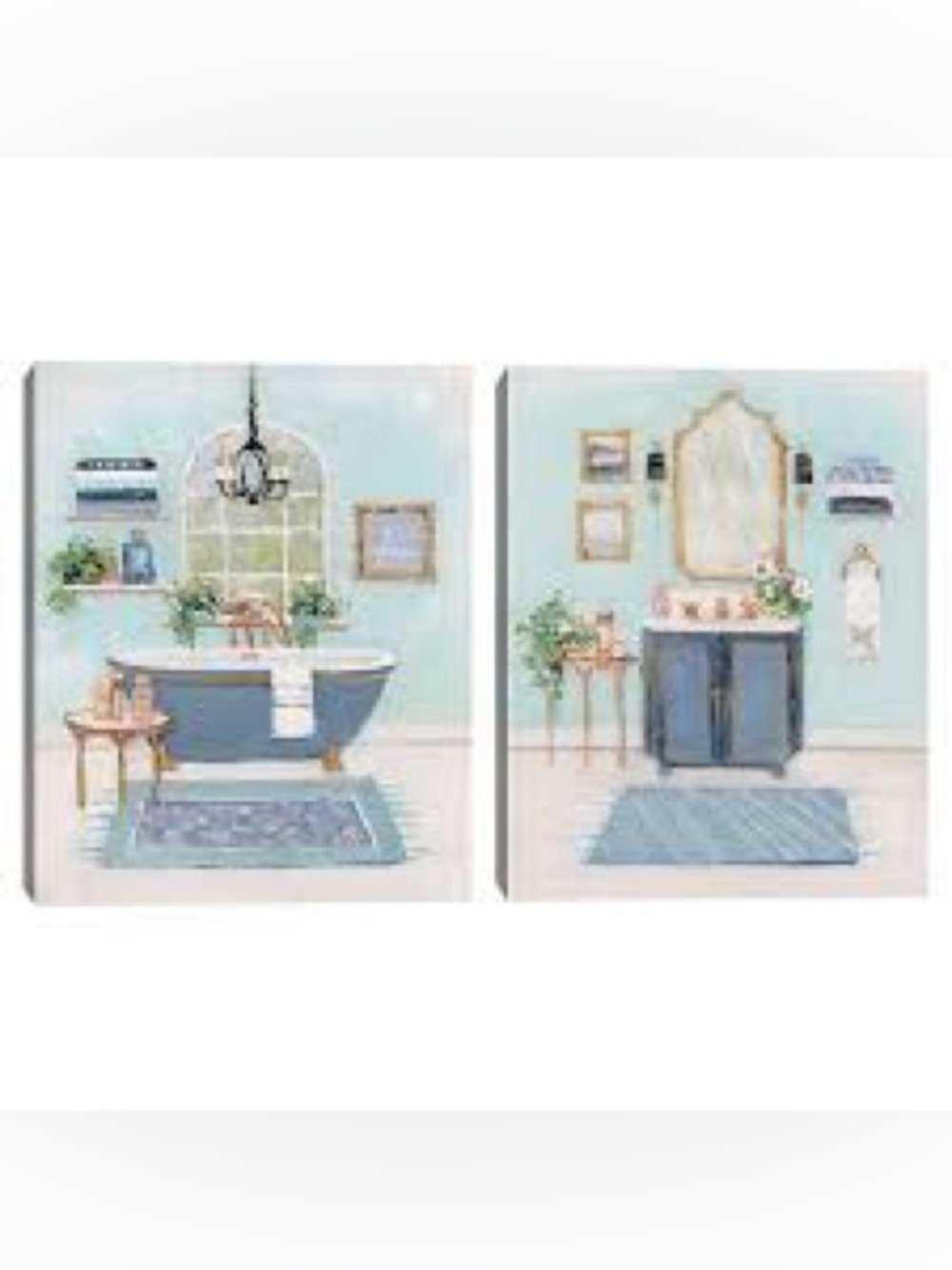 Masterpiece Blue Bath I & II Canvas Wall Art 2-piece Set by Sally Swatland